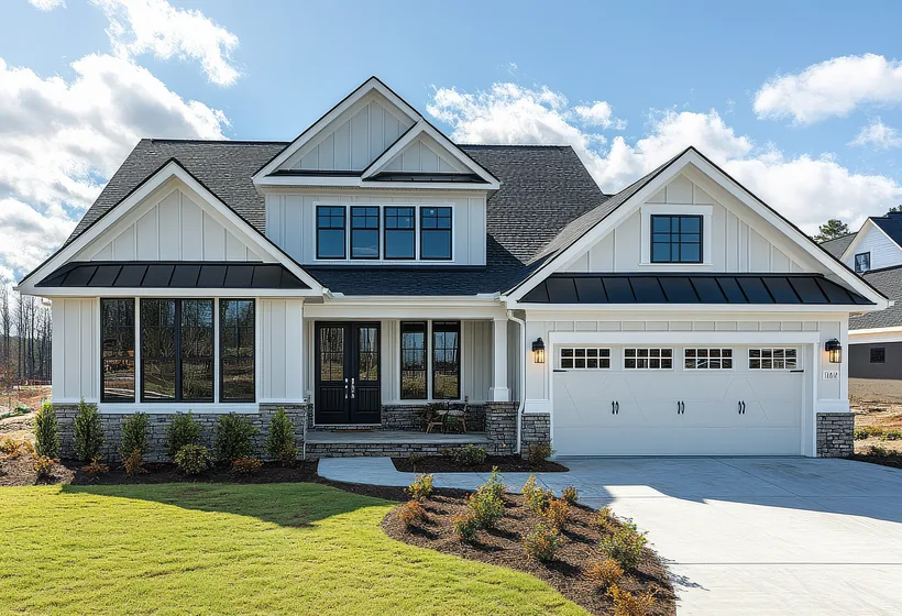White two-story home with an attached two-car garage and a concrete driveway